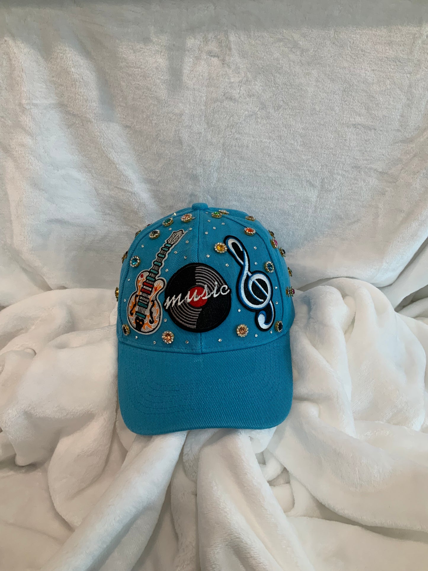 Turquoise Bling Music Vibes Baseball Cap |
