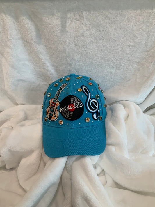 Turquoise Bling Music Vibes Baseball Cap |