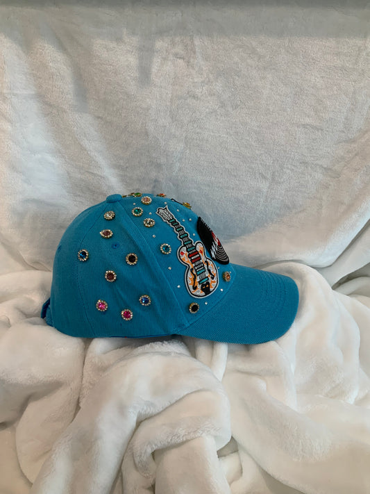 Turquoise Bling Music Vibes Baseball Cap |