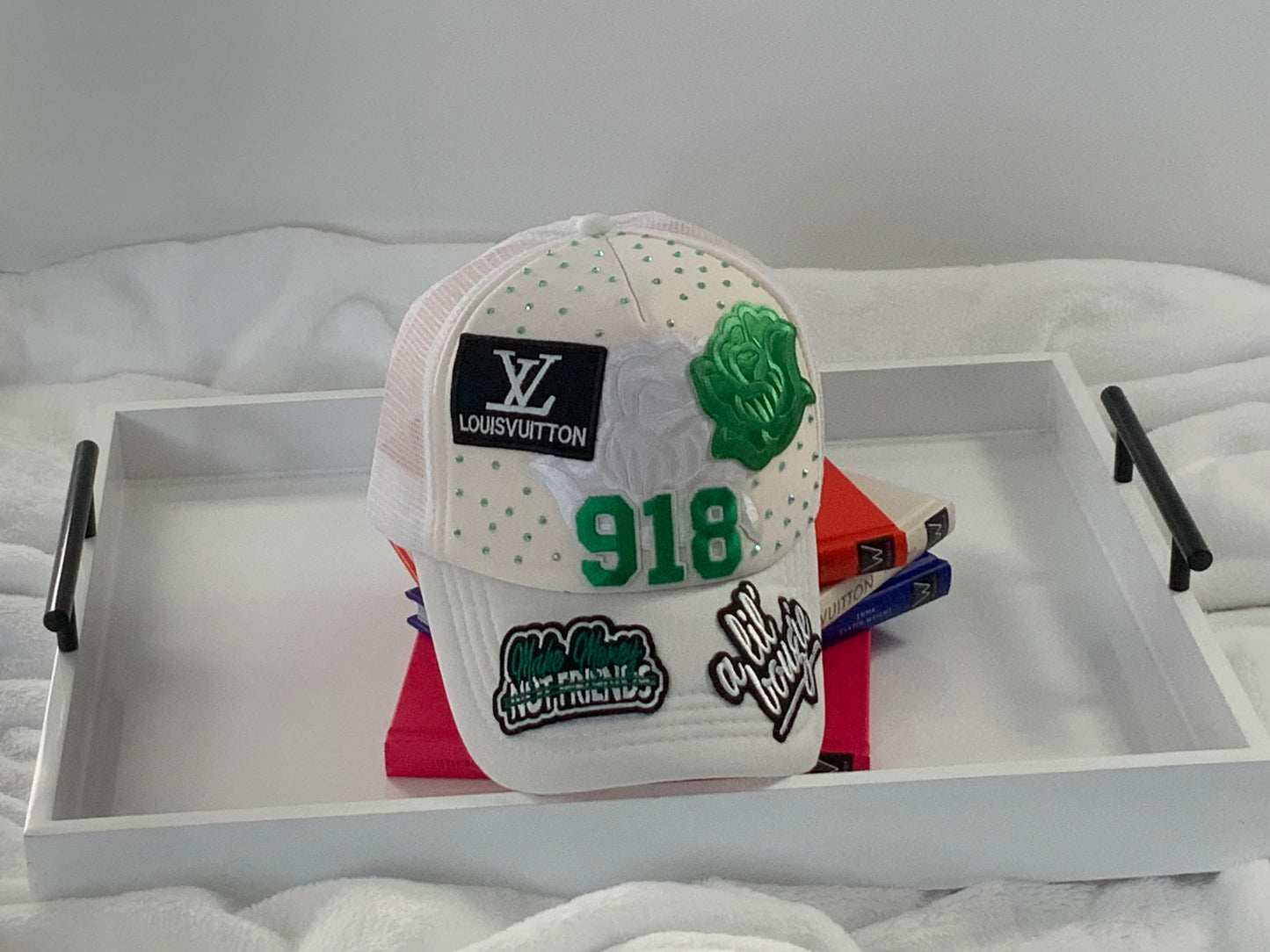 918 Area Code Trucker Hat – Green & White